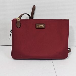 Lauren Ralph Lauren Plain Red Zip Crossbody Clutch Bag Case Pouch
